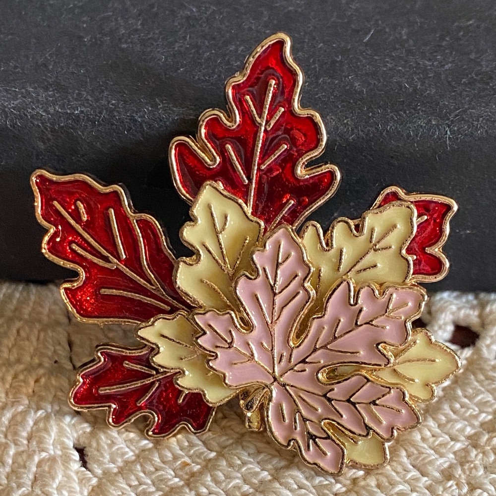 Multi Level Multicolor Leaf Brooch